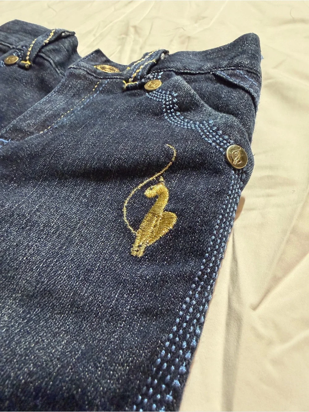 Vintage Baby Phat cuffed jeans girls size 2T blue denim with gold accents